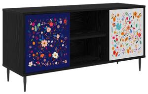 TV szekrény MAINZ 102 x 33 x 51 cm Fekete Tölgy Szerelt Fa