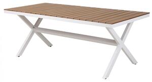 Asztal aluminium műgyanta 200x90x75 simil fa fehér