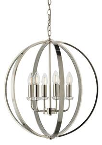 ENDON Ritz Ritz 6lt Pendant Bright nickel plate with clear crystal & faceted acrylic 6 x 40W E14 candle - ED-81508