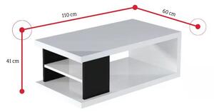 KELLY dohányzóasztal, 110x41x60, fehér/beton