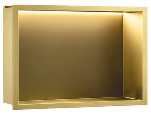 Süllyesztett fürdőszobai polc LED 30x45 brush gold