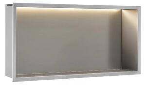 Süllyesztett fürdőszobai polc LED 30x60 steel brush