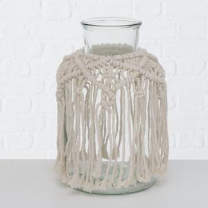 Makramee Dekoratív Üveg Váza, Krém, Különböző Modellek, Ø18xM30 cm