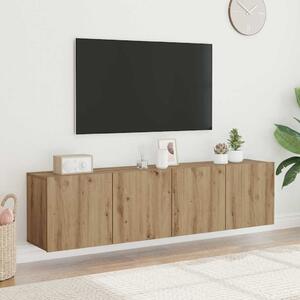 2 db kézműves tölgy falra szerelhető TV-szekrény 80x30x41 cm