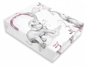 Baby Shop pamut,gumis lepedő 60*120 cm - szivárványos elefánt rózsaszín