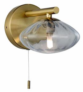 NO1 NO1 szatén sárgaréz lemez és átlátszó bordázott üveg fali lámpa