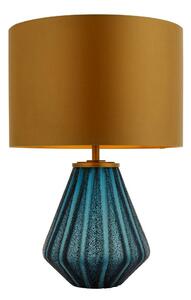 NO1 NO1 türkiz színezett üveg és arany szatén szövet asztali lámpa