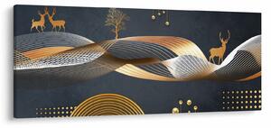 Kép - Grafika szarvassal (120x50 cm)