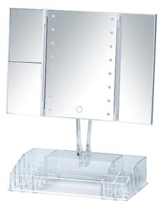 Fanano fehér összecsukható kozmetikai tükör LED fénnyel és smink rendszerezővel - Wenko