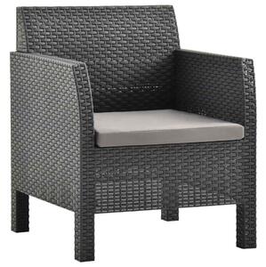 Antracitszürke rattan kerti szék párnával 63 x 65 x 76 cm PP rattan
