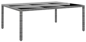 Szürke polyrattan és edzett üveg kerti asztal 200 x 150 x 75 cm