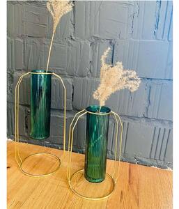 KONDELA Váza szett, két darabos, smaragdzöld/arany, ROSEIN TYP 1