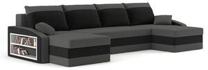 SPARTAN U alakú kinyitható kanapé polccal Fekete-fehér
