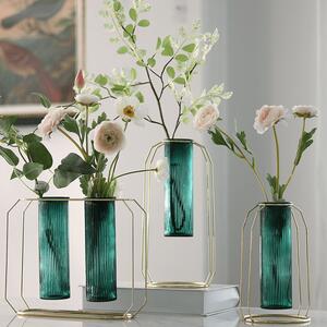 KONDELA Dupla váza, smaragdzöld/arany, ROSEIN TYP 2