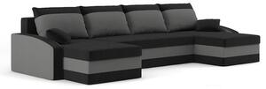 SPARTAN U alakú kinyitható kanapé Fekete / szürke