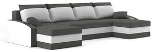 SPARTAN U alakú kinyitható kanapé Szürke / fehér