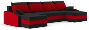 SPARTAN U alakú kinyitható kanapé Szürke / fekete