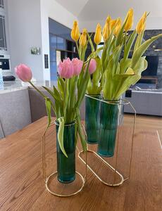 KONDELA Dupla váza, smaragdzöld/arany, ROSEIN TYP 2