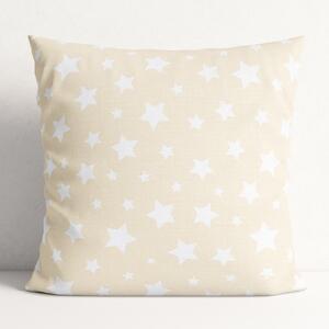 Goldea loneta dekoratív párnahuzat - fehér csillagok világos bézs alapon 45 x 45 cm