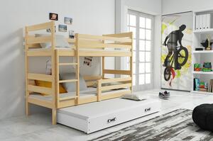 Gyerek emeletes ágy kihúzható ággyal ERYK 200x90 cm Fehér Fenyő