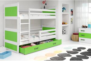 Gyerek emeletes ágy RICO 200x90 cm Zöld Fehér
