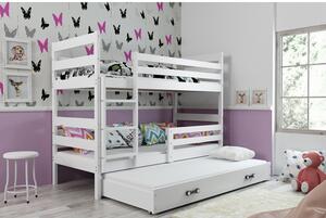 Gyerek emeletes ágy kihúzható ággyal ERYK 160x80 cm Fehér Fenyő