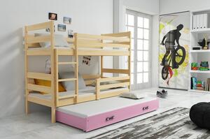 Gyerek emeletes ágy kihúzható ággyal ERYK 160x80 cm Zöld Fenyő