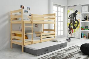 Gyerek emeletes ágy kihúzható ággyal ERYK 160x80 cm Szürke Fenyő