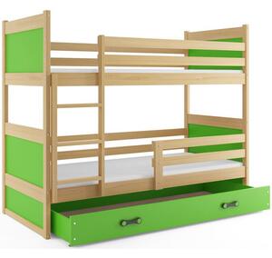 Gyerek emeletes ágy RICO 200x90 cm Zöld Fenyő