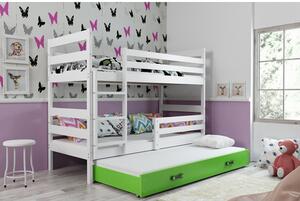 Gyerek emeletes ágy kihúzható ággyal ERYK 160x80 cm Zöld Fehér