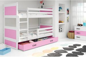 Gyerek emeletes ágy RICO 160x80 cm Szürke Rózsaszín