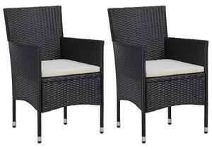 2 db fekete polyrattan kerti szék