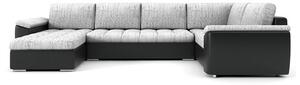 VEGAS 315/195 U alakú kinyitható kanapé Világosszürke / fekete ökobőr Jobb