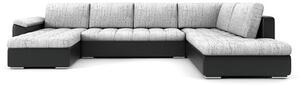 VEGAS 315/190 U alakú kinyitható kanapé Világos szürke / fekete ökobőr Jobb