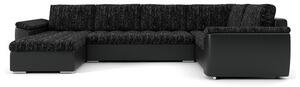 VEGAS 315/195 U alakú kinyitható kanapé Fekete / fekete ökobőr Jobb