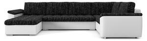 VEGAS 315/195 U alakú kinyitható kanapé Fekete / fehér ökobőr Jobb