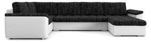 VEGAS 315/195 U alakú kinyitható kanapé Fekete / fehér ökobőr Bal