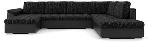 VEGAS 315/190 U alakú kinyitható kanapé Fekete / fekete ökobőr Jobb