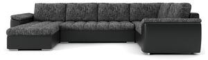 VEGAS 315/195 U alakú kinyitható kanapé Sötétszürke / fekete ökobőr Jobb