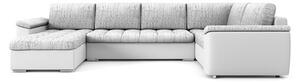 VEGAS 315/195 U alakú kinyitható kanapé Világos szürke / fehér ökobőr Jobb