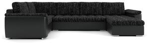 VEGAS 315/195 U alakú kinyitható kanapé Fekete / fekete ökobőr Bal