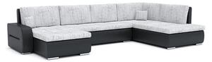 TORONTO 310/190 U alakú kinyitható kanapé Világos szürke / fekete ökobőr Jobb