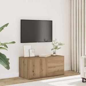 Kézműves tölgy színű szerelt fa TV-szekrény 80x34x35,5 cm