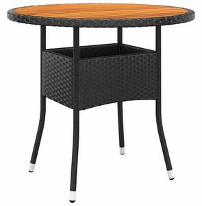 Fekete akácfa és polyrattan kerti asztal Ø80 x 75 cm
