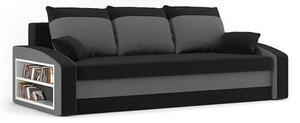 HEWLET kinyitható kanapé polccal Fekete-fehér