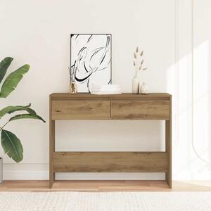 Kézműves tölgy színű szerelt fa dohányzóasztal 100x35x76,5 cm