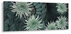 Kép - Zöld virágok (120x50 cm)
