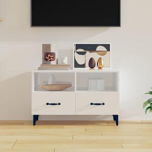 Fehér magasfényű szerelt fa TV-szekrény 80x36x50 cm