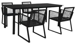 5 részes fekete PVC rattan kültéri étkezőgarnitúra