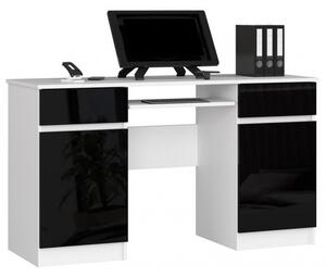 A5 Számítógép asztal (fehér/fényes fekete)